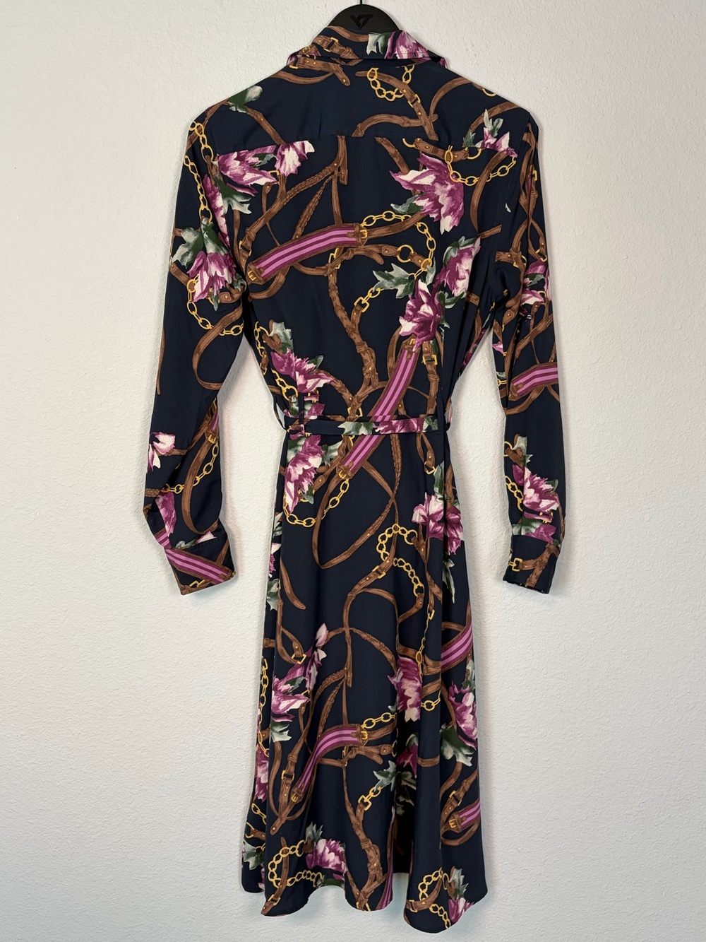 Lauren Ralph Lauren Karalynn Long Sleeve Day Dress Equestrian Chain Floral Print - Picture 9 of 9